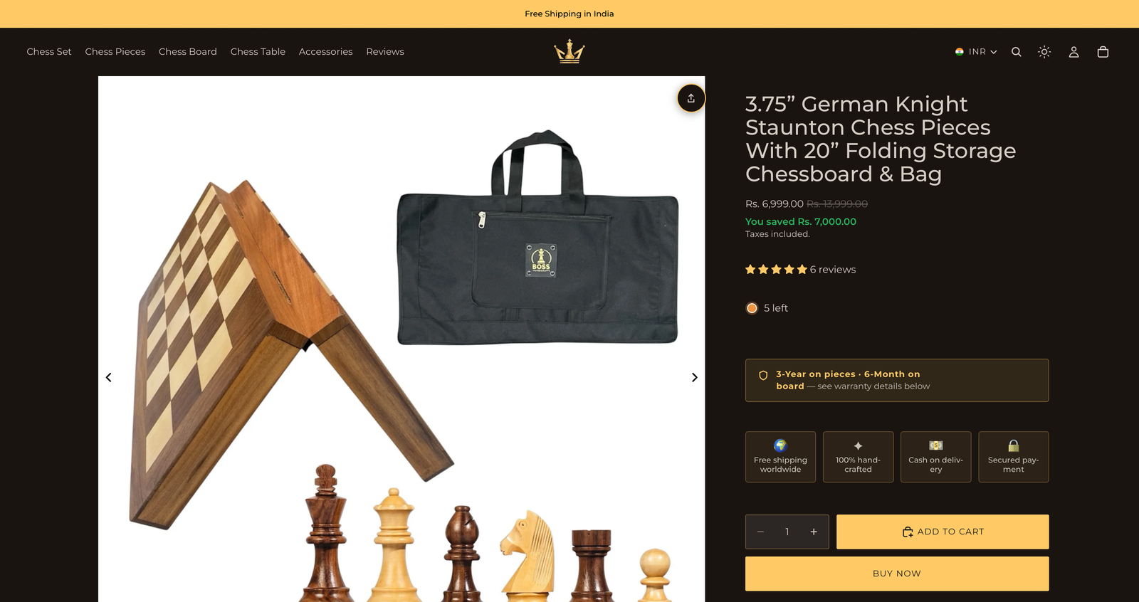 Boss Handicrafts Shopify product page — above fold